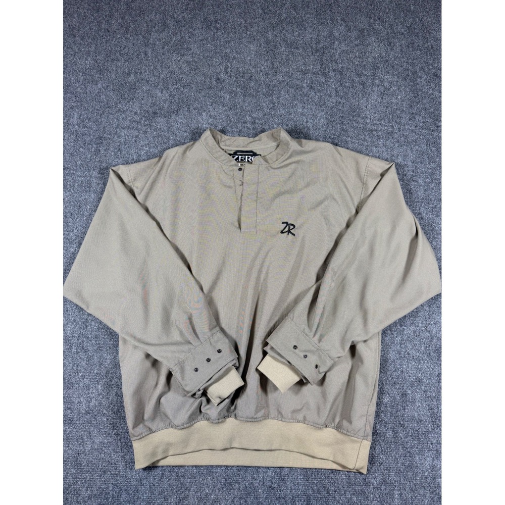 ZERO RESTRICTION Shirt Mens XL Golf Outerwear Pullover Jacket Tan Mock Neck Snap